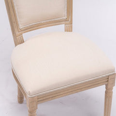 Bellemave® French Style Solid Wood Frame Linen Fabric Square Back Dining Chair,Set of 2 - Bellemave