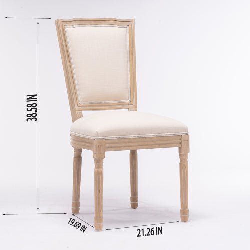 Bellemave® French Style Solid Wood Frame Linen Fabric Square Back Dining Chair,Set of 2 - Bellemave