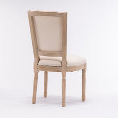 Bellemave® French Style Solid Wood Frame Linen Fabric Square Back Dining Chair,Set of 2 - Bellemave