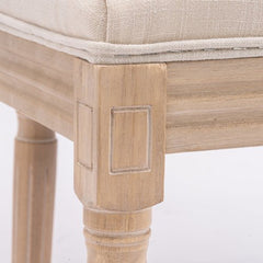 Bellemave® French Style Solid Wood Frame Linen Fabric Square Rattan Back Dining Chair,Set of 2 - Bellemave