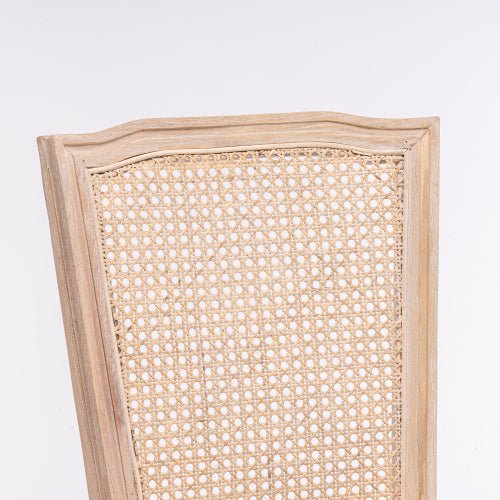 Bellemave® French Style Solid Wood Frame Linen Fabric Square Rattan Back Dining Chair,Set of 2 - Bellemave