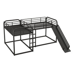 Bellemave® Full and Twin Size L - Shaped Bunk Bed with Slide and Short Ladder - Bellemave