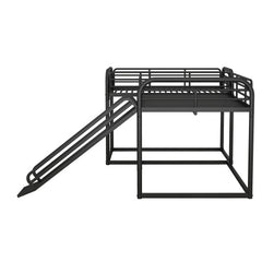 Bellemave® Full and Twin Size L - Shaped Bunk Bed with Slide and Short Ladder - Bellemave
