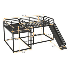 Bellemave® Full and Twin Size L - Shaped Bunk Bed with Slide and Short Ladder - Bellemave