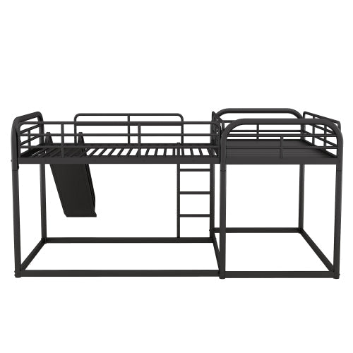 Bellemave® Full and Twin Size L - Shaped Bunk Bed with Slide and Short Ladder - Bellemave