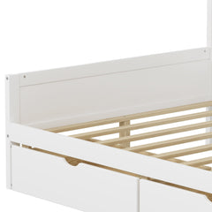 Bellemave® Full Corner Bed Frame, Full Size Corner Beds with Storage Cabinets and Desk, Wood Daybed with Bookcase and Drawers, White - Bellemave