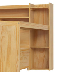 Bellemave® Full Corner Bed Frame with Storage Shelves and Desk, Wood Full Size Daybed with Bookcase and Drawers, Natural - Bellemave