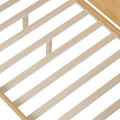 Bellemave® Full Corner Bed Frame with Storage Shelves and Desk, Wood Full Size Daybed with Bookcase and Drawers, Natural - Bellemave