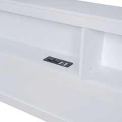 Bellemave® Full Corner Bed Frame, Wood Full Size Daybed with L - Shaped Bookcase & USB Ports - Choose Twin Trundle or 2 Drawers, White - Bellemave