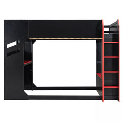 Bellemave® Full Gaming Loft Bed with Desk, Storage Drawers & LED Lights RGB, Wood Gaming Loft Bed with Storage Shelves & Ladder for Teens, Adults - Bellemave