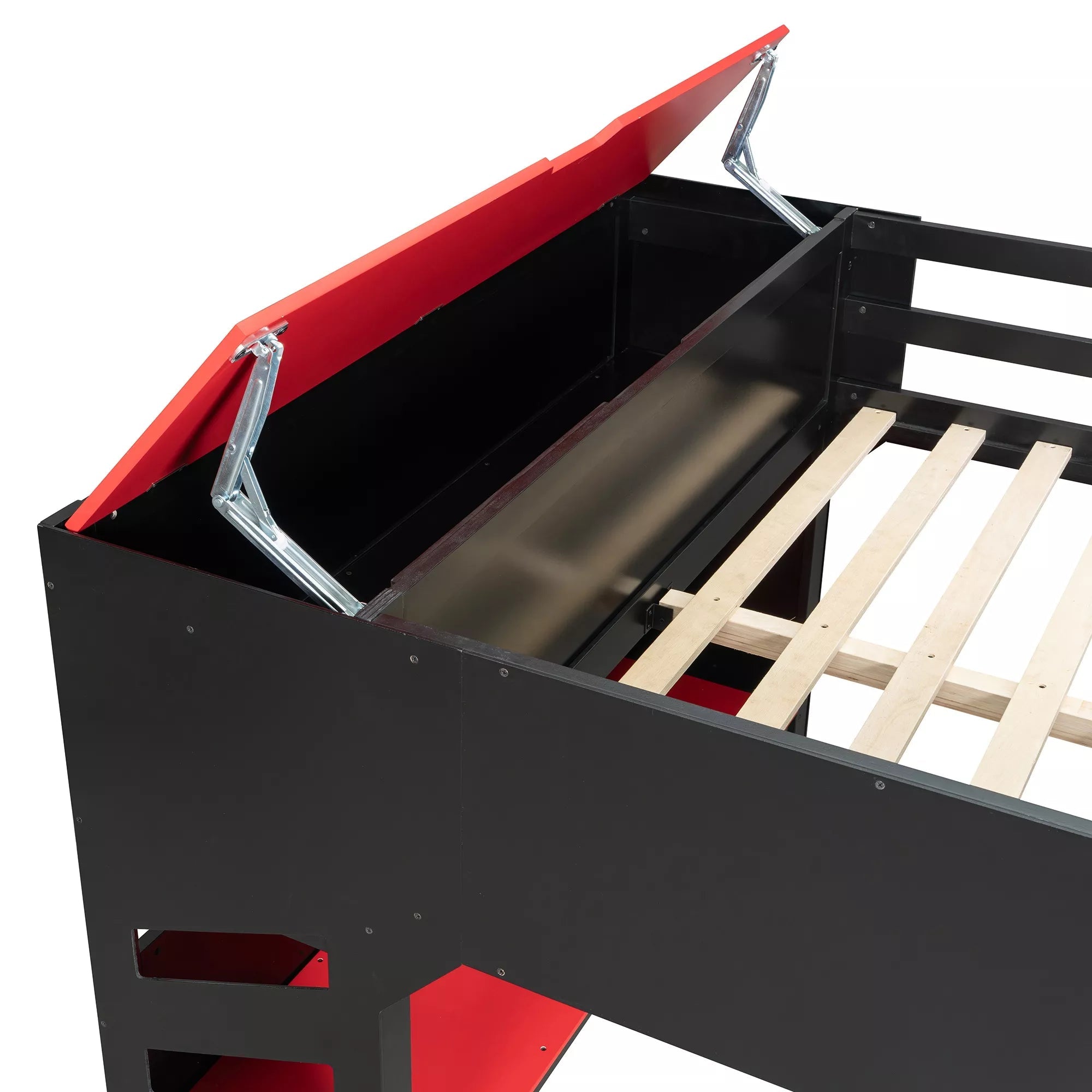 Bellemave® Full Gaming Loft Bed with Desk, Storage Drawers & LED Lights RGB, Wood Gaming Loft Bed with Storage Shelves & Ladder for Teens, Adults - Bellemave
