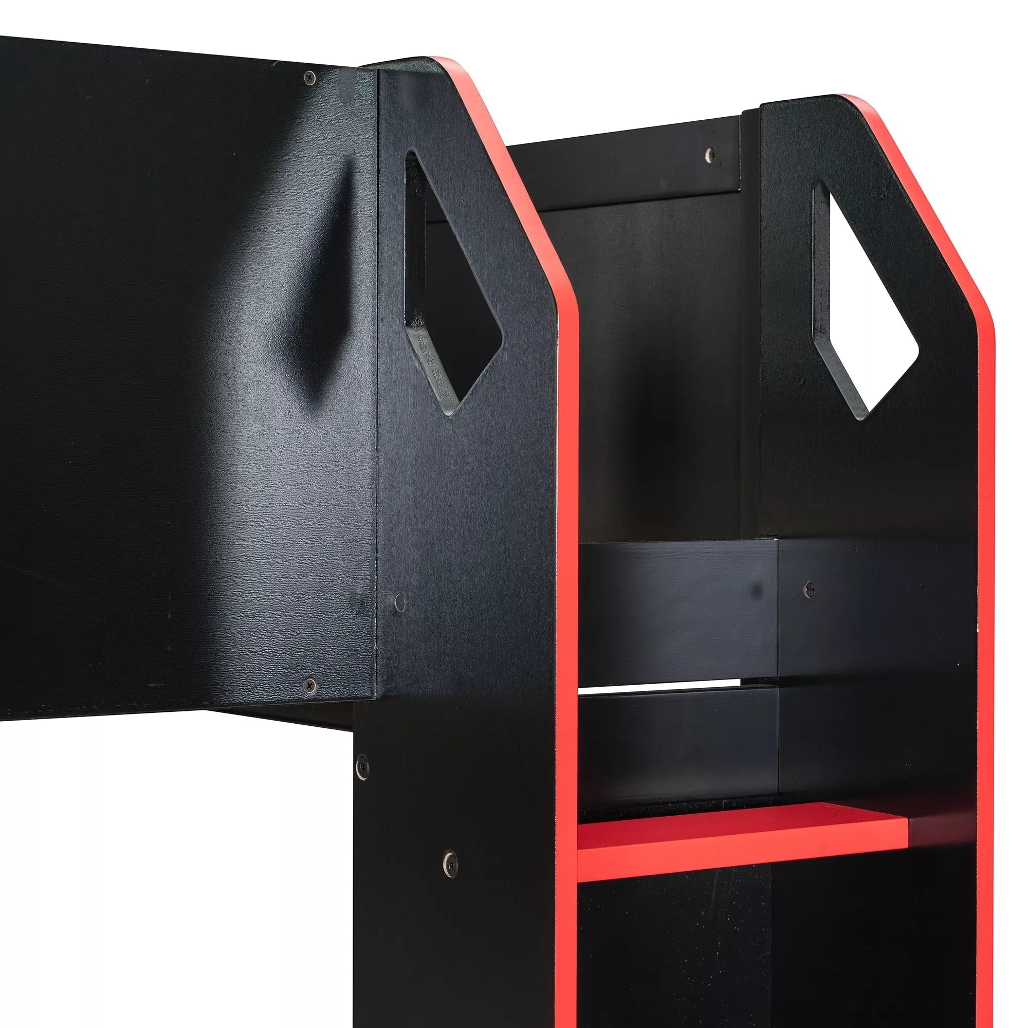 Bellemave® Full Gaming Loft Bed with Desk, Storage Drawers & LED Lights RGB, Wood Gaming Loft Bed with Storage Shelves & Ladder for Teens, Adults - Bellemave
