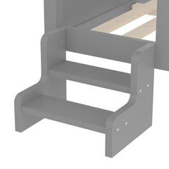 Bellemave® Full House Bed with Blackboard Window, Wood Kids Platform Bed Frame with Low - profile Stairs & Cute House Roof for Kids - Bellemave