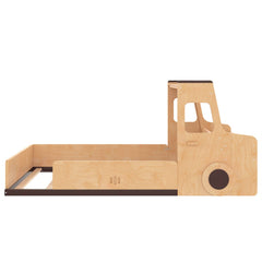 Bellemave® Full Kids Floor Bed with Desk, Storage Drawers and Windows, Full Size Platform Bed in Car - Shaped for Kids Boys Girls, White - Bellemave