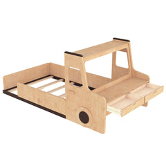 Bellemave® Full Kids Floor Bed with Desk, Storage Drawers and Windows, Full Size Platform Bed in Car - Shaped for Kids Boys Girls, White - Bellemave