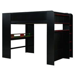 Bellemave® Full Loft Bed with Height - Adjustable Desk,Wardrobe,Ample Storage Space & RGB Light, Gaming loft Bed with Desk - Bellemave