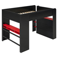 Bellemave® Full Loft Bed with Height - Adjustable Desk,Wardrobe,Ample Storage Space & RGB Light, Gaming loft Bed with Desk - Bellemave