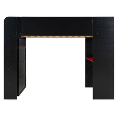 Bellemave® Full Loft Bed with Height - Adjustable Desk,Wardrobe,Ample Storage Space & RGB Light, Gaming loft Bed with Desk - Bellemave