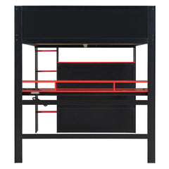 Bellemave® Full Loft Bed with Height - Adjustable Desk,Wardrobe,Ample Storage Space & RGB Light, Gaming loft Bed with Desk - Bellemave