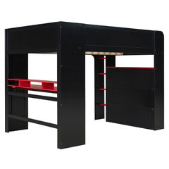 Bellemave® Full Loft Bed with Height - Adjustable Desk,Wardrobe,Ample Storage Space & RGB Light, Gaming loft Bed with Desk - Bellemave