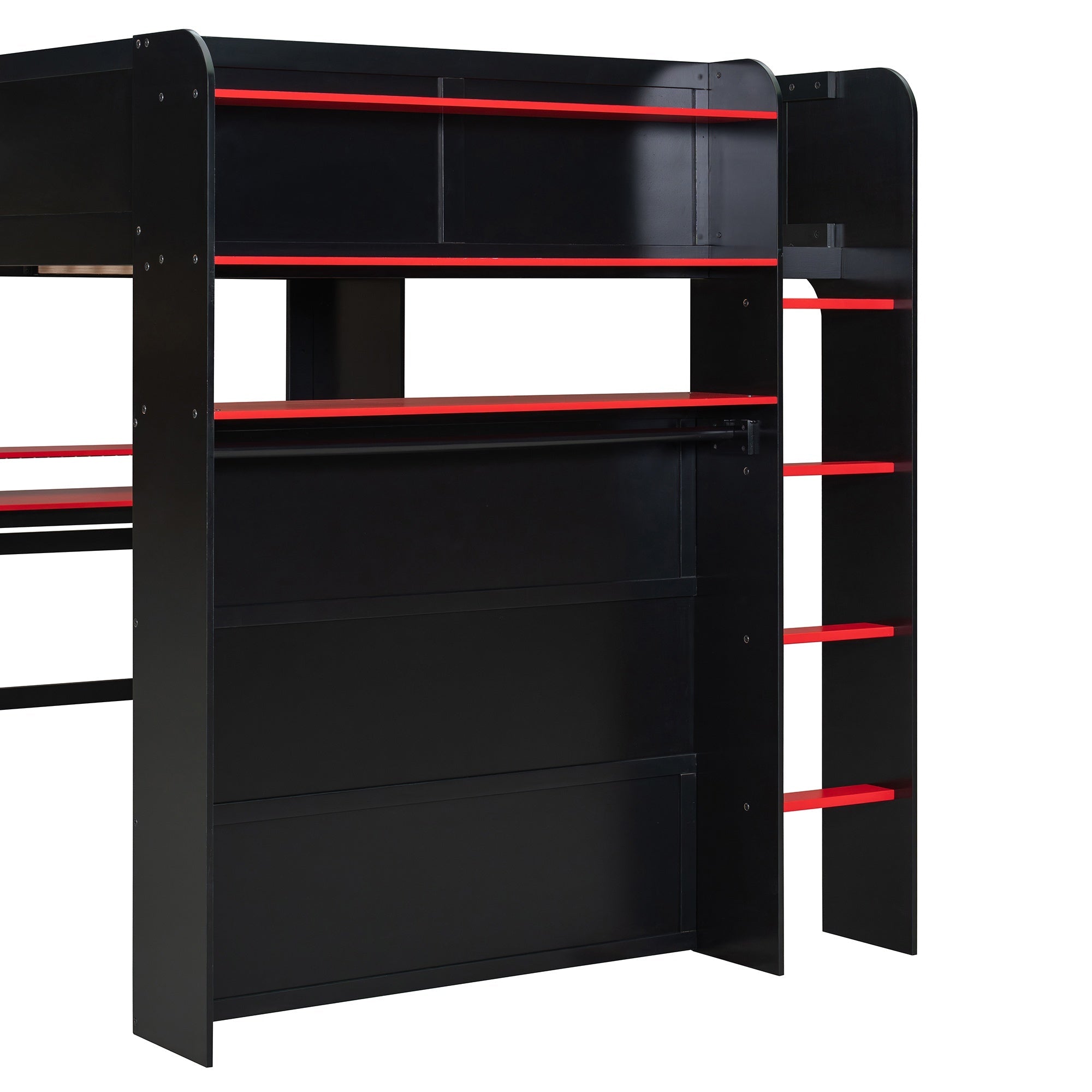 Bellemave® Full Loft Bed with Height - Adjustable Desk,Wardrobe,Ample Storage Space & RGB Light, Gaming loft Bed with Desk - Bellemave