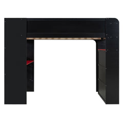 Bellemave® Full Loft Bed with Height - Adjustable Desk,Wardrobe,Ample Storage Space & RGB Light, Gaming loft Bed with Desk - Bellemave