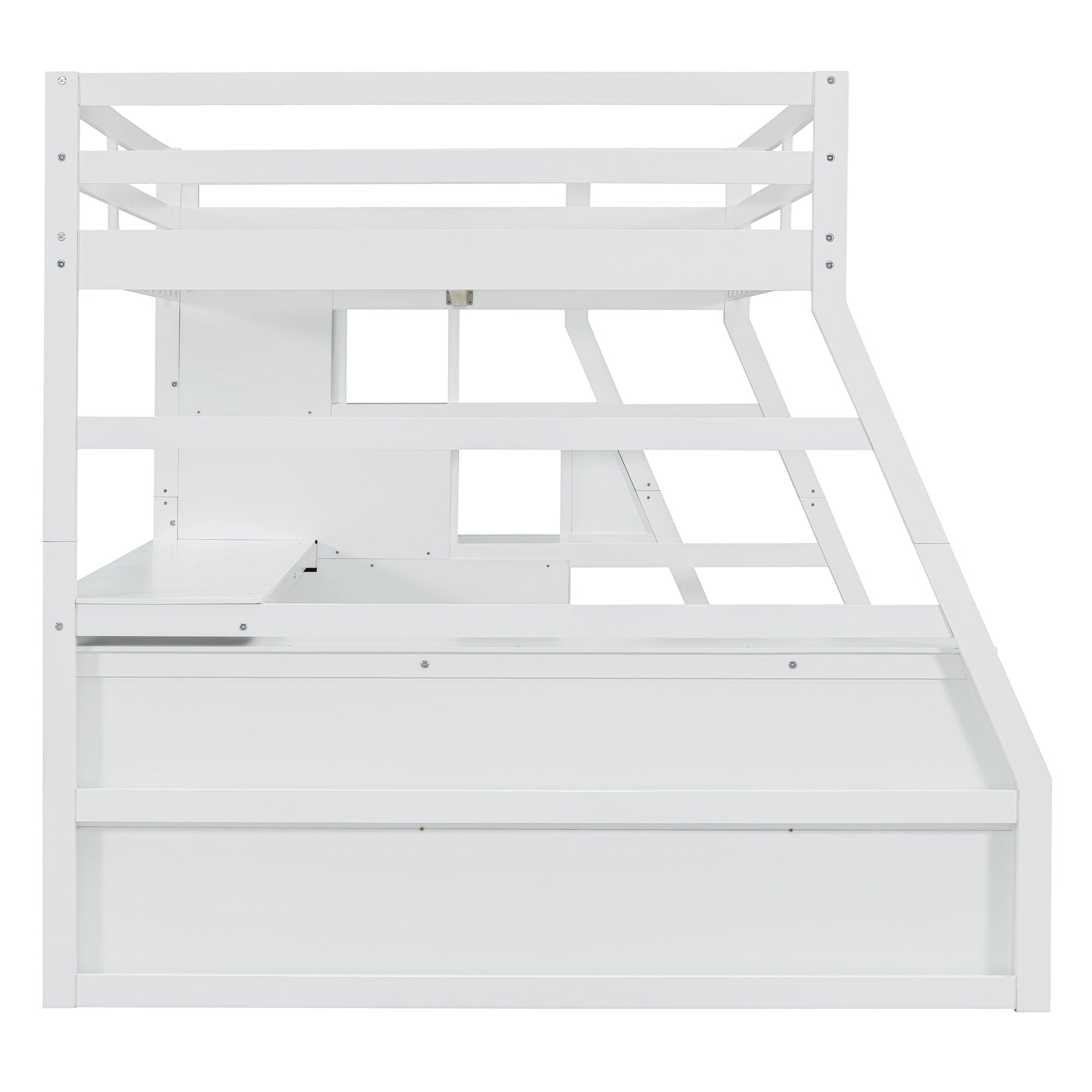 Bellemave® Full Loft Bed with Stairs and Desk, Solid Wood Loft Bed Frame with Storage 7 Drawers 2 Shelves - Bellemave