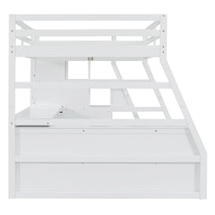 Bellemave® Full Loft Bed with Stairs and Desk, Solid Wood Loft Bed Frame with Storage 7 Drawers 2 Shelves - Bellemave