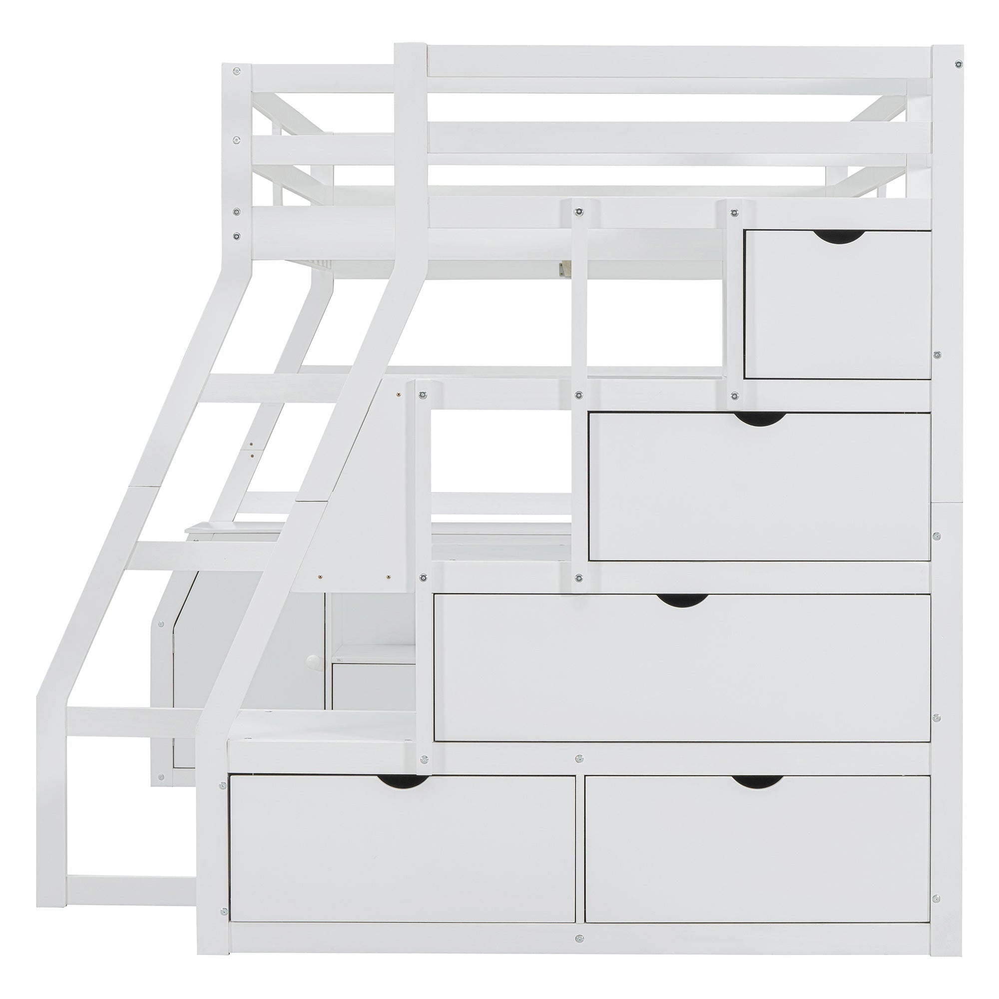 Bellemave® Full Loft Bed with Stairs and Desk, Solid Wood Loft Bed Frame with Storage 7 Drawers 2 Shelves - Bellemave