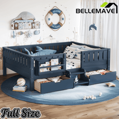 Bellemave® Full Montessori Floor Bed with Bookshelves & Storage Drawers - Bellemave