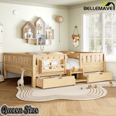Bellemave® Full Montessori Floor Bed with Bookshelves & Storage Drawers - Bellemave