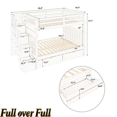 Bellemave® Full Over Full Bunk Bed with Drawers & Stairway Storage, Converitable Bunk Bed Frame - Bellemave