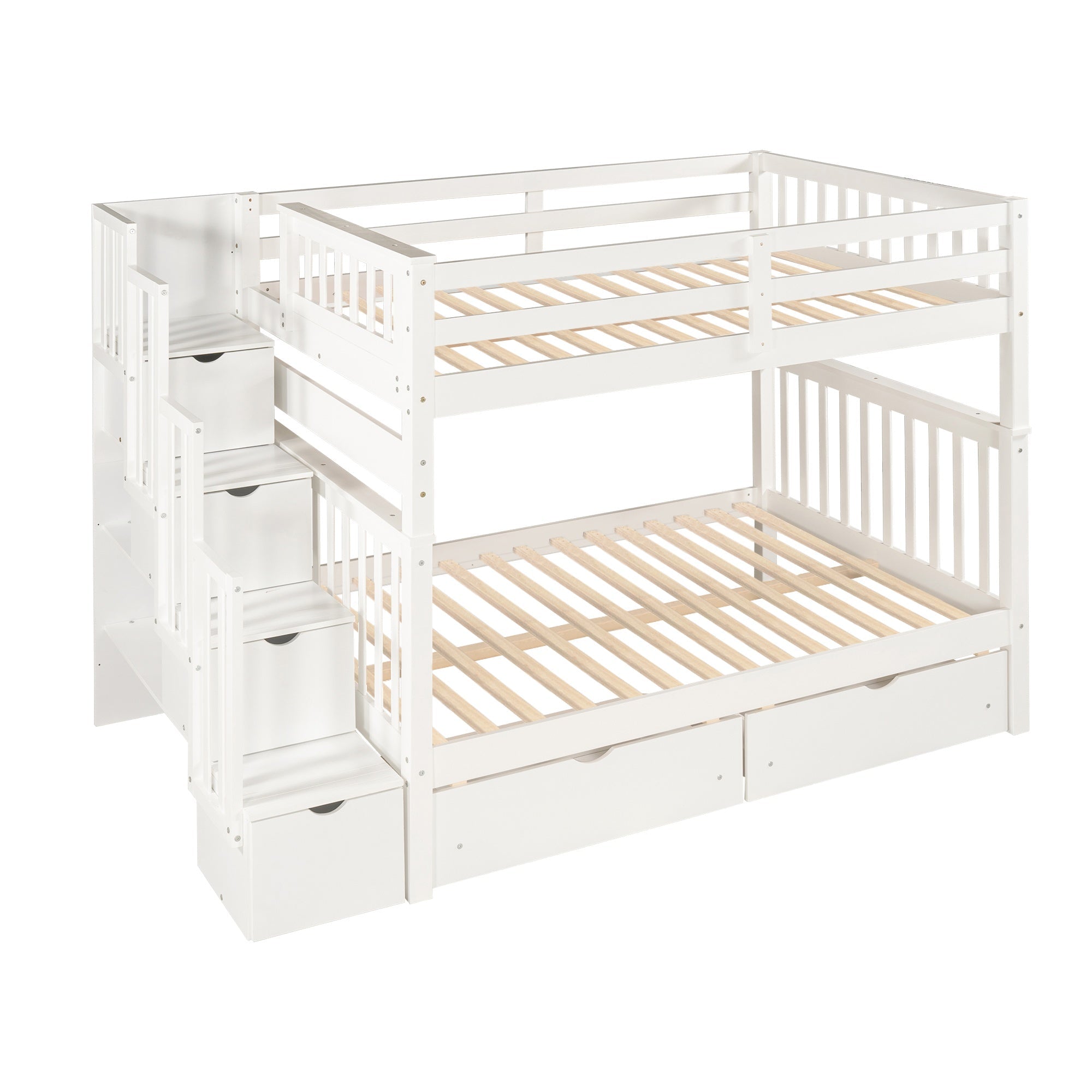 Bellemave® Full Over Full Bunk Bed with Drawers & Stairway Storage, Converitable Bunk Bed Frame - Bellemave