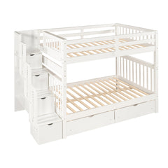 Bellemave® Full Over Full Bunk Bed with Drawers & Stairway Storage, Converitable Bunk Bed Frame - Bellemave