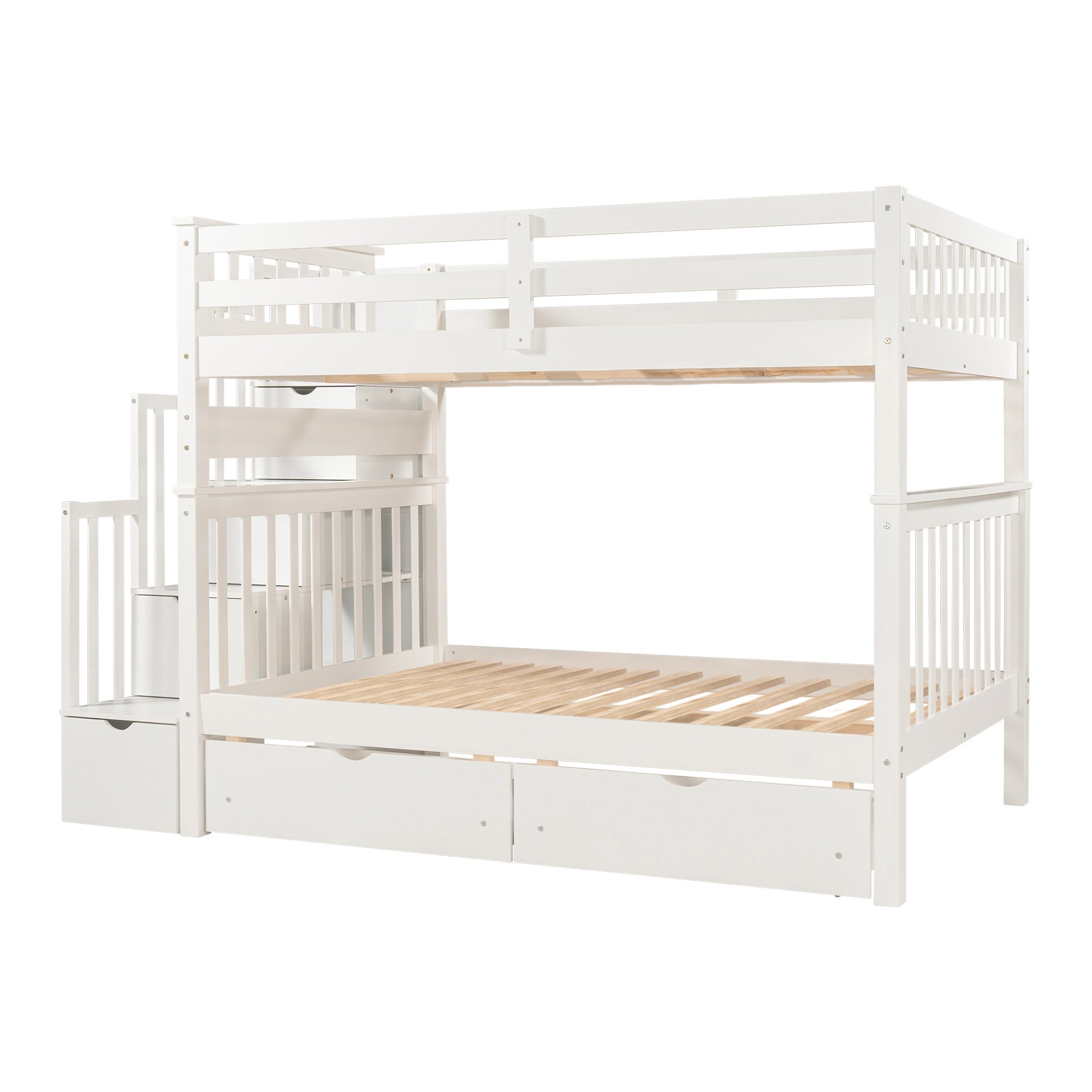Bellemave® Full Over Full Bunk Bed with Drawers & Stairway Storage, Converitable Bunk Bed Frame - Bellemave
