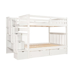 Bellemave® Full Over Full Bunk Bed with Drawers & Stairway Storage, Converitable Bunk Bed Frame - Bellemave