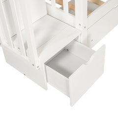 Bellemave® Full Over Full Bunk Bed with Drawers & Stairway Storage, Converitable Bunk Bed Frame - Bellemave