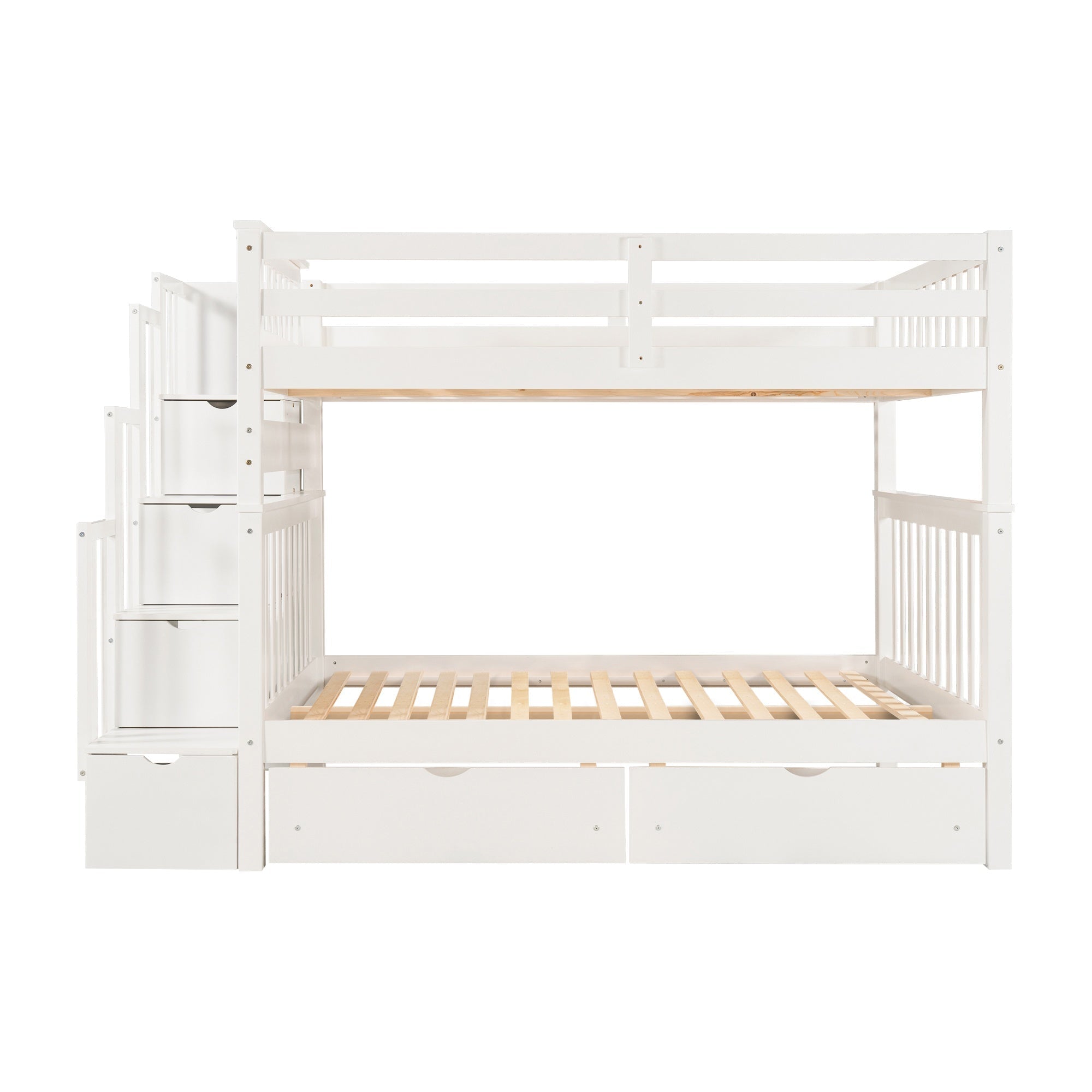 Bellemave® Full Over Full Bunk Bed with Drawers & Stairway Storage, Converitable Bunk Bed Frame - Bellemave