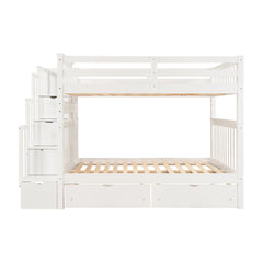 Bellemave® Full Over Full Bunk Bed with Drawers & Stairway Storage, Converitable Bunk Bed Frame - Bellemave