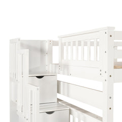 Bellemave® Full Over Full Bunk Bed with Drawers & Stairway Storage, Converitable Bunk Bed Frame - Bellemave