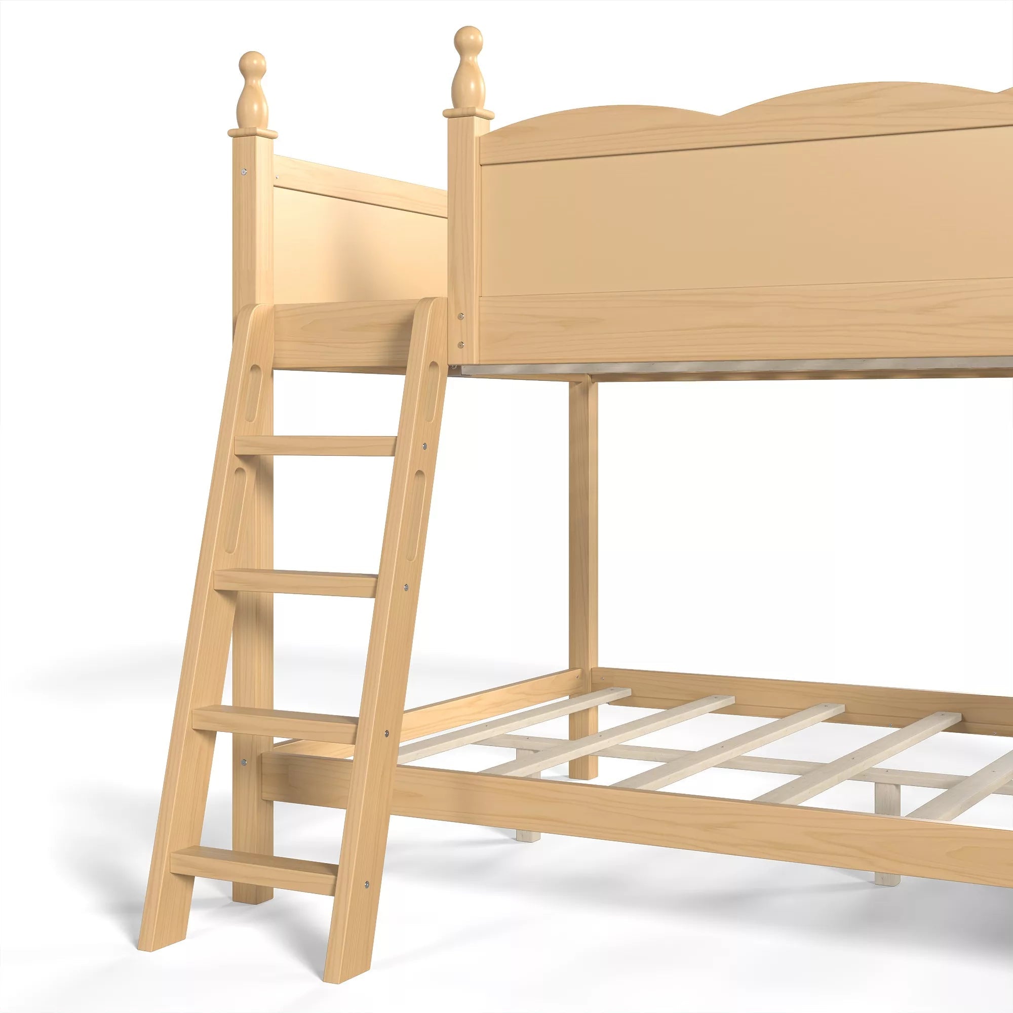 Bellemave® Full over Full Bunk Bed with Storage Shelves,Solid Wood Bed with Slide & Ladders, Low Profile Design - Bellemave