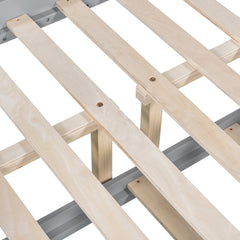 Bellemave® Full over Full Bunk Bed with Twin Size Trundle and Ladder,Gray - Bellemave