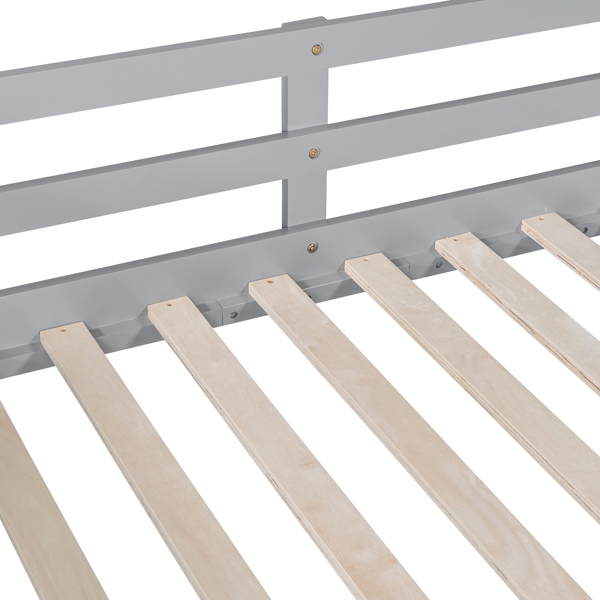 Bellemave® Full over Full Bunk Bed with Twin Size Trundle and Ladder,Gray - Bellemave