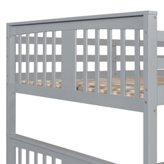 Bellemave® Full over Full Bunk Bed with Twin Size Trundle and Ladder,Gray - Bellemave