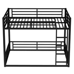 Bellemave® Full Over Full Floor Bunk Beds for Kids/Adults,Heavy Duty Metal Kids Bunk Beds Full Over Full,Noise Reduced Structure,Black - Bellemave