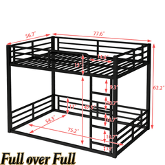 Bellemave® Full Over Full Floor Bunk Beds for Kids/Adults,Heavy Duty Metal Kids Bunk Beds Full Over Full,Noise Reduced Structure,Black - Bellemave