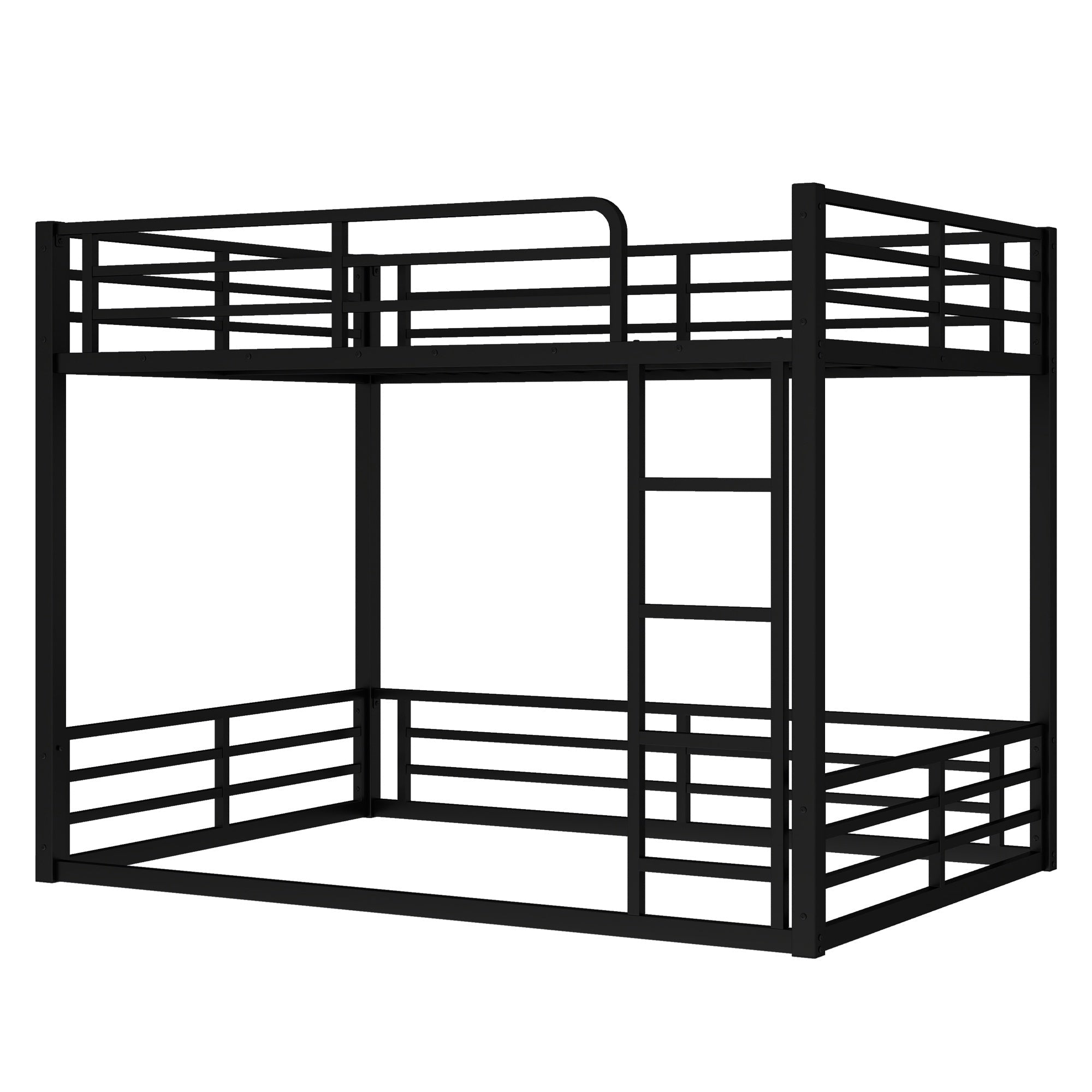 Bellemave® Full Over Full Floor Bunk Beds for Kids/Adults,Heavy Duty Metal Kids Bunk Beds Full Over Full,Noise Reduced Structure,Black - Bellemave