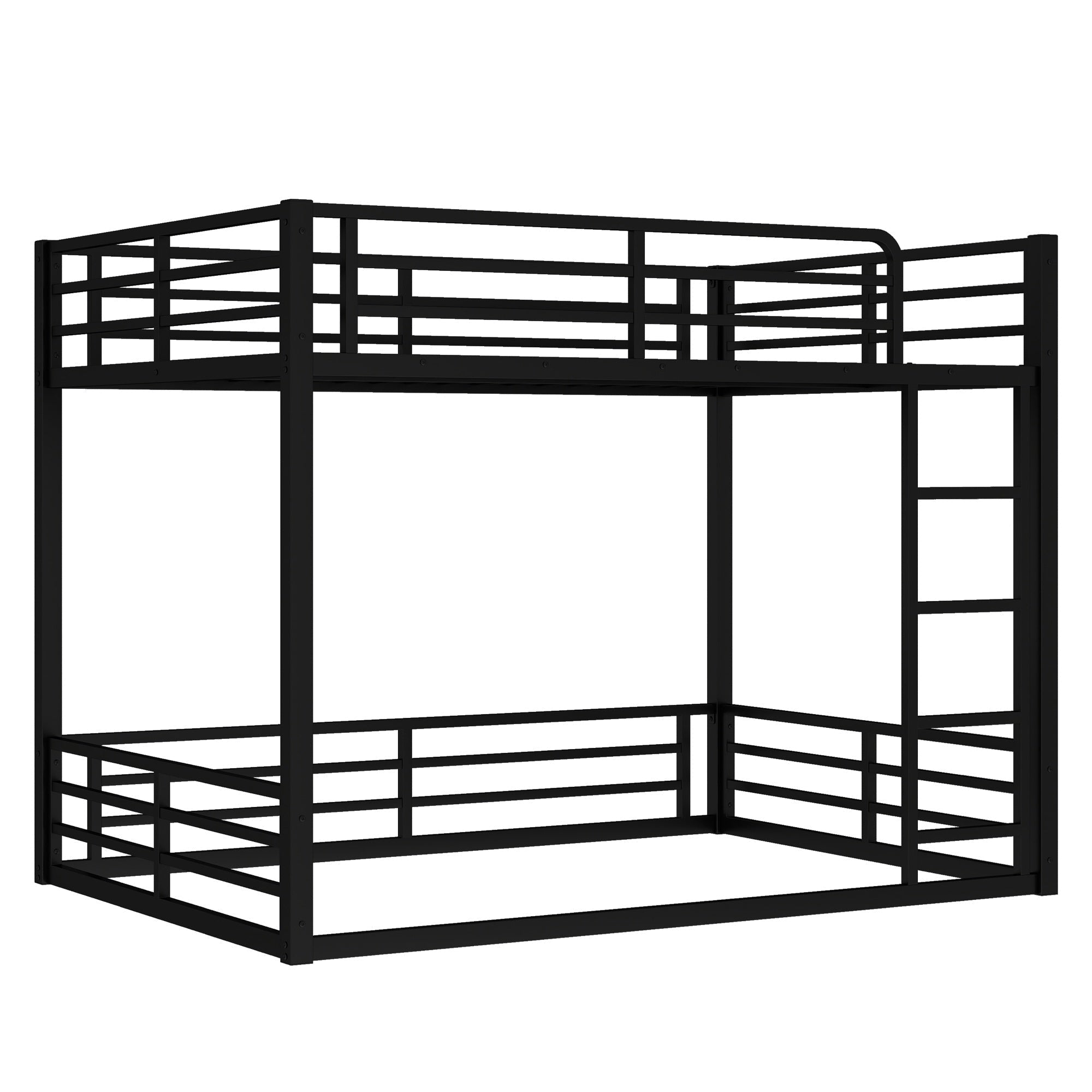 Bellemave® Full Over Full Floor Bunk Beds for Kids/Adults,Heavy Duty Metal Kids Bunk Beds Full Over Full,Noise Reduced Structure,Black - Bellemave