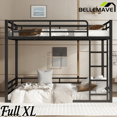Bellemave® Full Over Full Floor Bunk Beds for Kids/Adults,Heavy Duty Metal Kids Bunk Beds Full Over Full,Noise Reduced Structure,Black - Bellemave