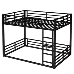 Bellemave® Full Over Full Floor Bunk Beds for Kids/Adults,Heavy Duty Metal Kids Bunk Beds Full Over Full,Noise Reduced Structure,Black - Bellemave